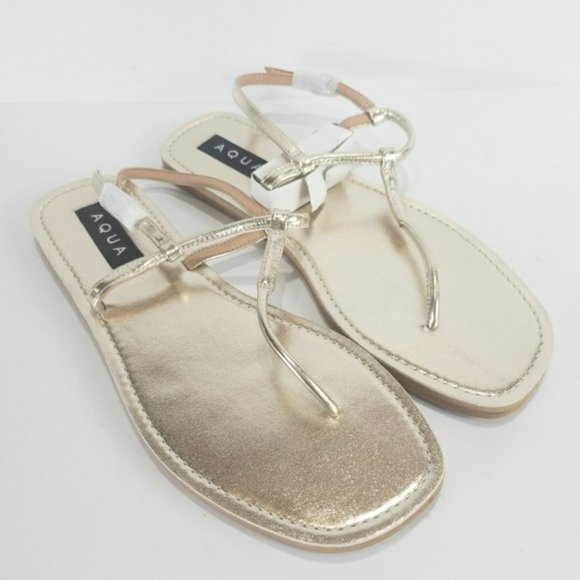Aqua Zen Strappy Sandals Gold -7.5 - Picture 2 of 4